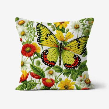 Butterfly-Flowers-Art-Cushion