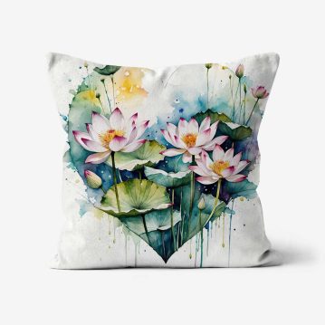 Heart-Lotus-Flowers-Art-Cushion